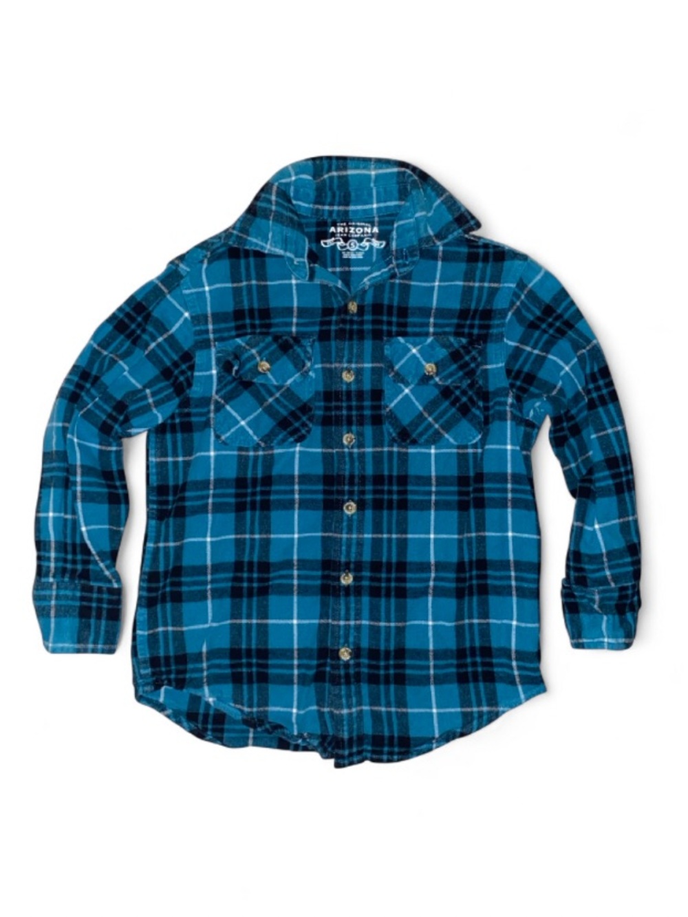 Arizona Jean Company Teal & Navy Plaid Button-Down Shirt